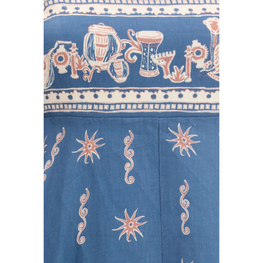 Alemais Blue Linen Casual Dress