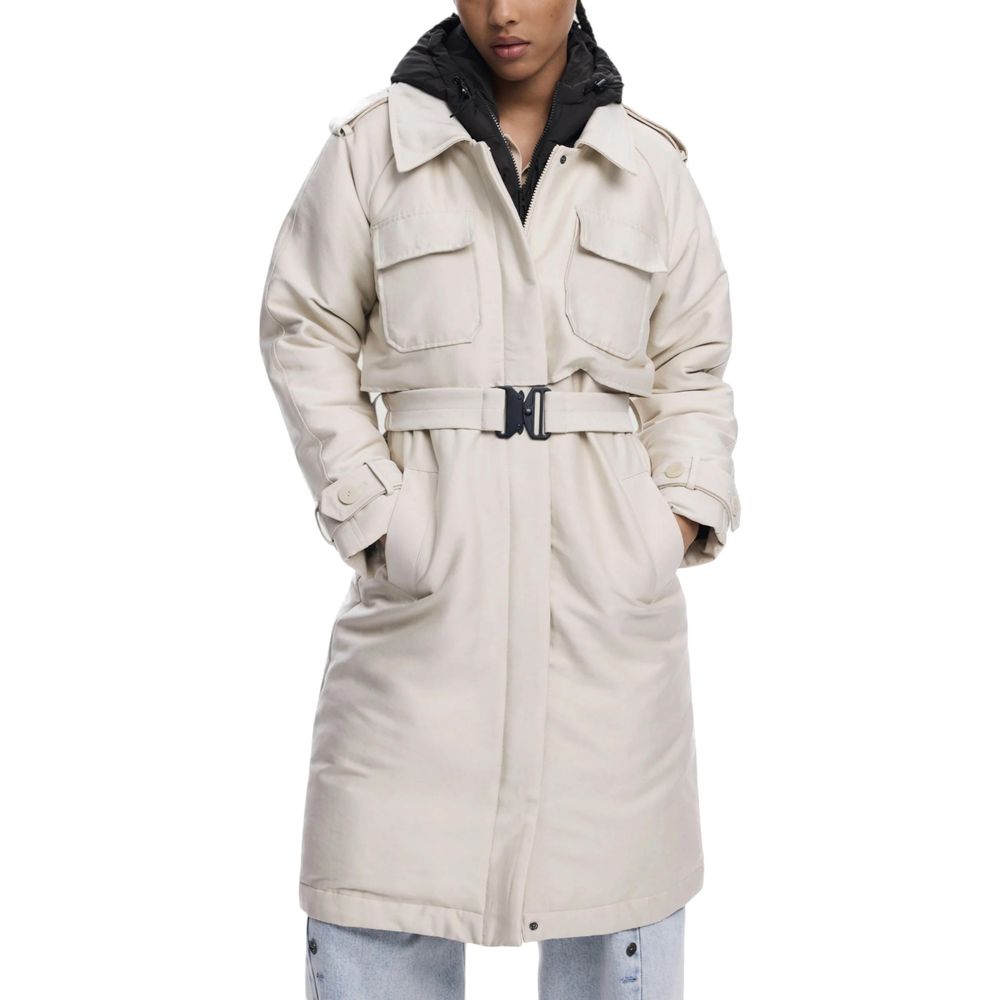 Desigual Cream Polyester Coat