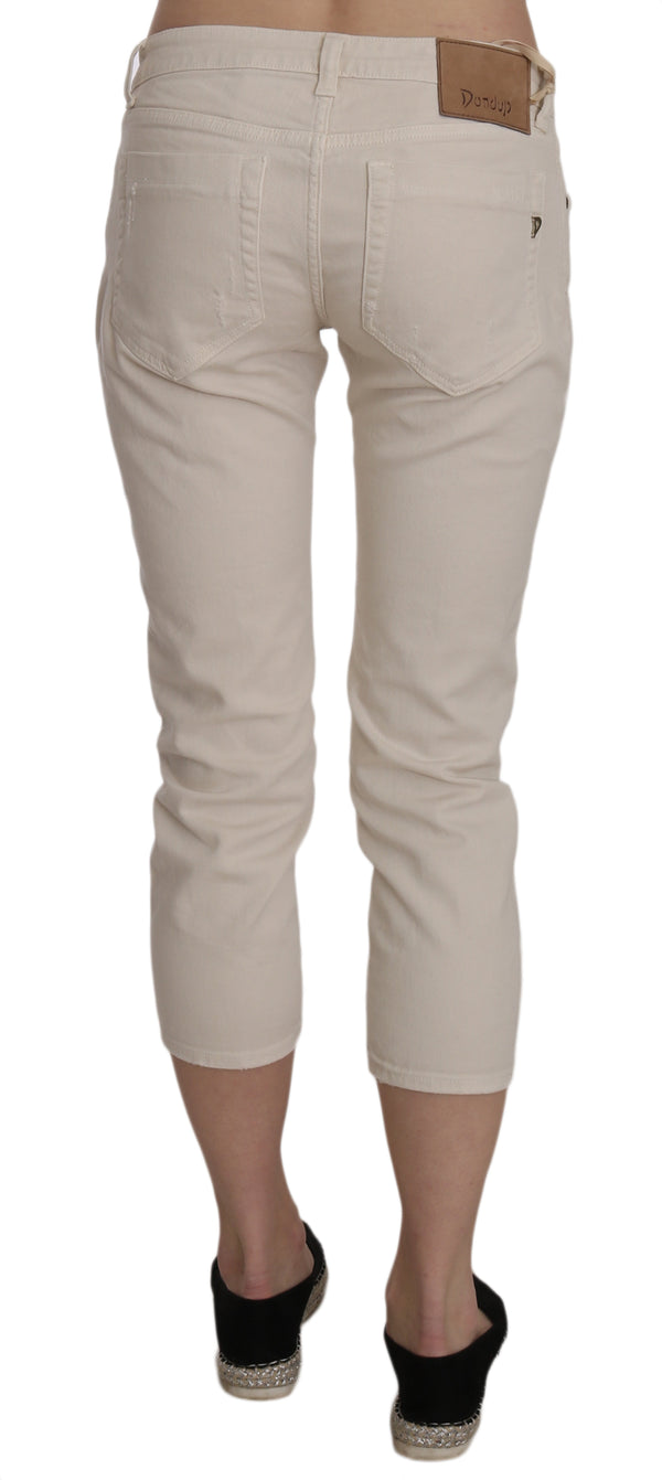 Pantaloni Capri skinny a vita bassa beige