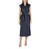 ICHI Blue Polyester Long Dress