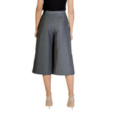 ICHI Gray Polyester Cropped Pants