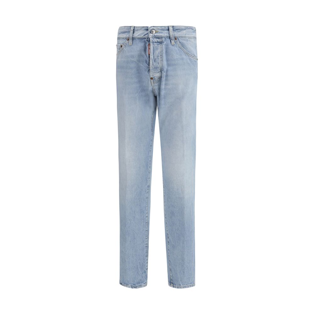 Dsquared² Blue Cotton Straight-Leg Jeans