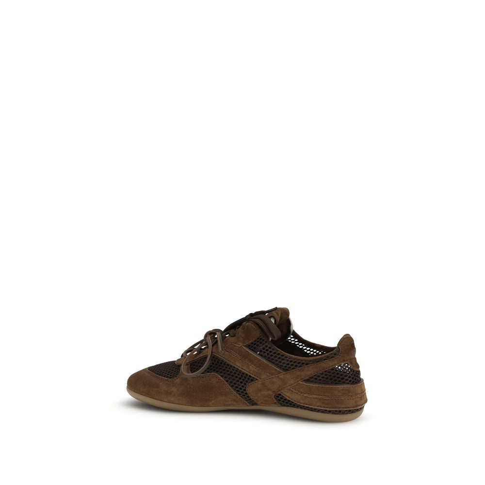 Miu Miu Brown Calf Leather Bos Taurus Athletic Sneakers