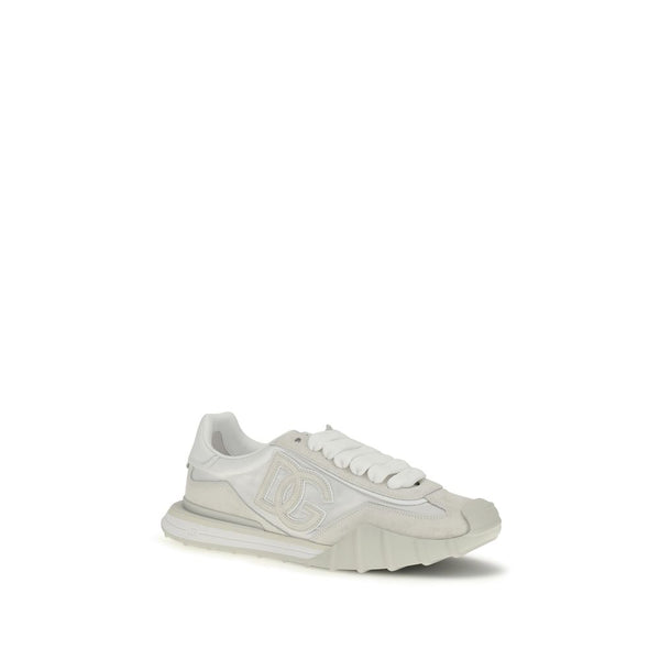 Dolce & Gabbana White Calf Leather Bos Taurus Athletic Sneakers