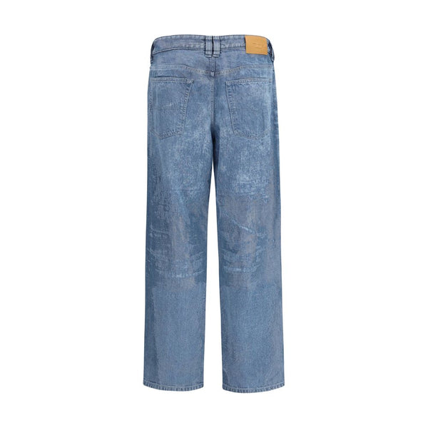 Diesel Blue Cotton Straight-Leg Jeans