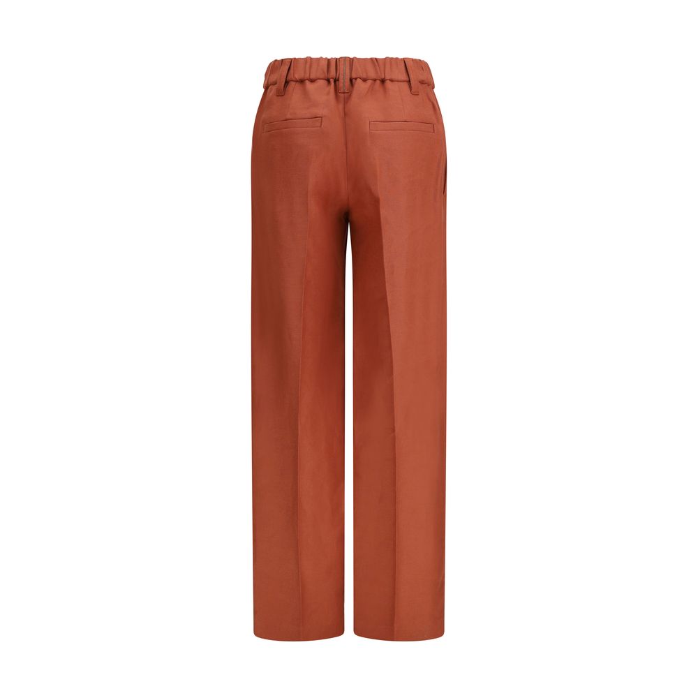 Brunello Cucinelli Red Linen Casual Pants