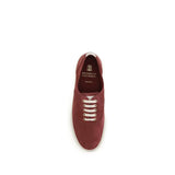 Brunello Cucinelli Bordeaux Calf Leather Bos Taurus Low Top Sneakers