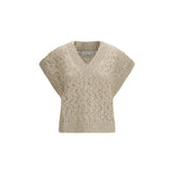 Brunello Cucinelli Beige Silk Sleeveles Sweater