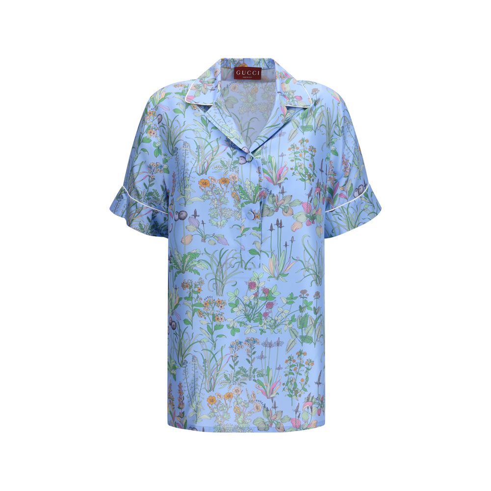 Gucci Blue Silk Shortsleeve Shirt
