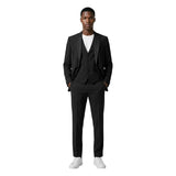 Mulish Black Polyester Three-Piece Suit