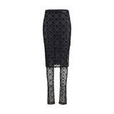 Marine Serre Black Recycled Polyamide Midi Skirt