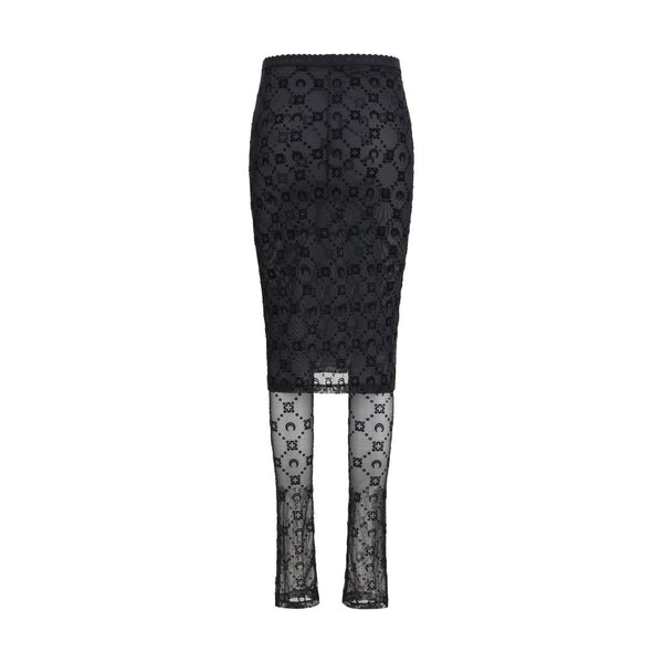 Marine Serre Black Recycled Polyamide Midi Skirt