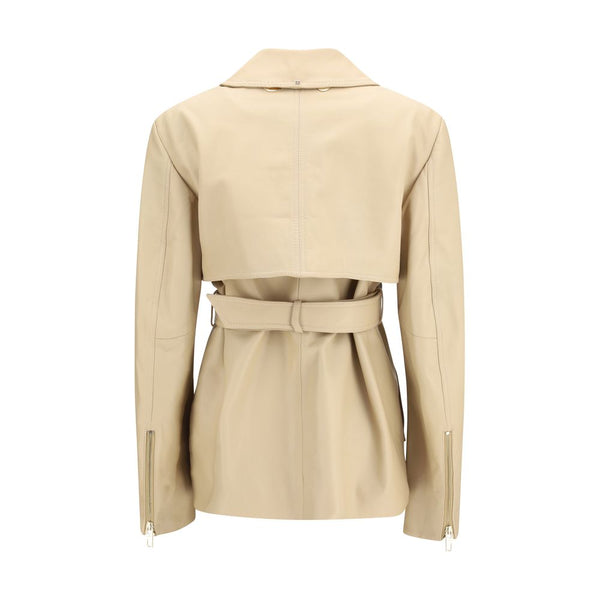 Max Mara Beige Lamb Ovis Aries Aries Leather Jacket