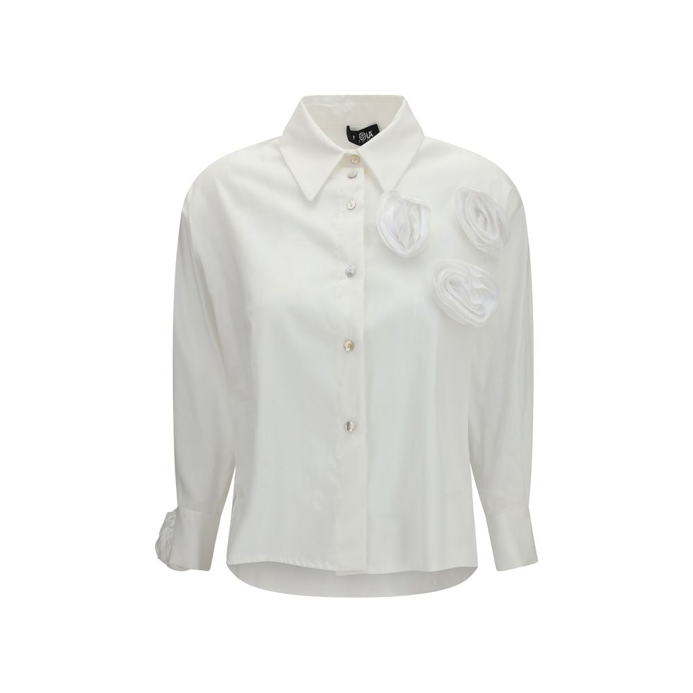 Ella White Cotton Pattern Shirt