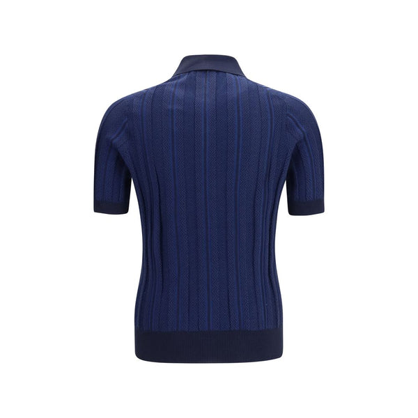 Brunello Cucinelli Blue Cotton Polo Shirt