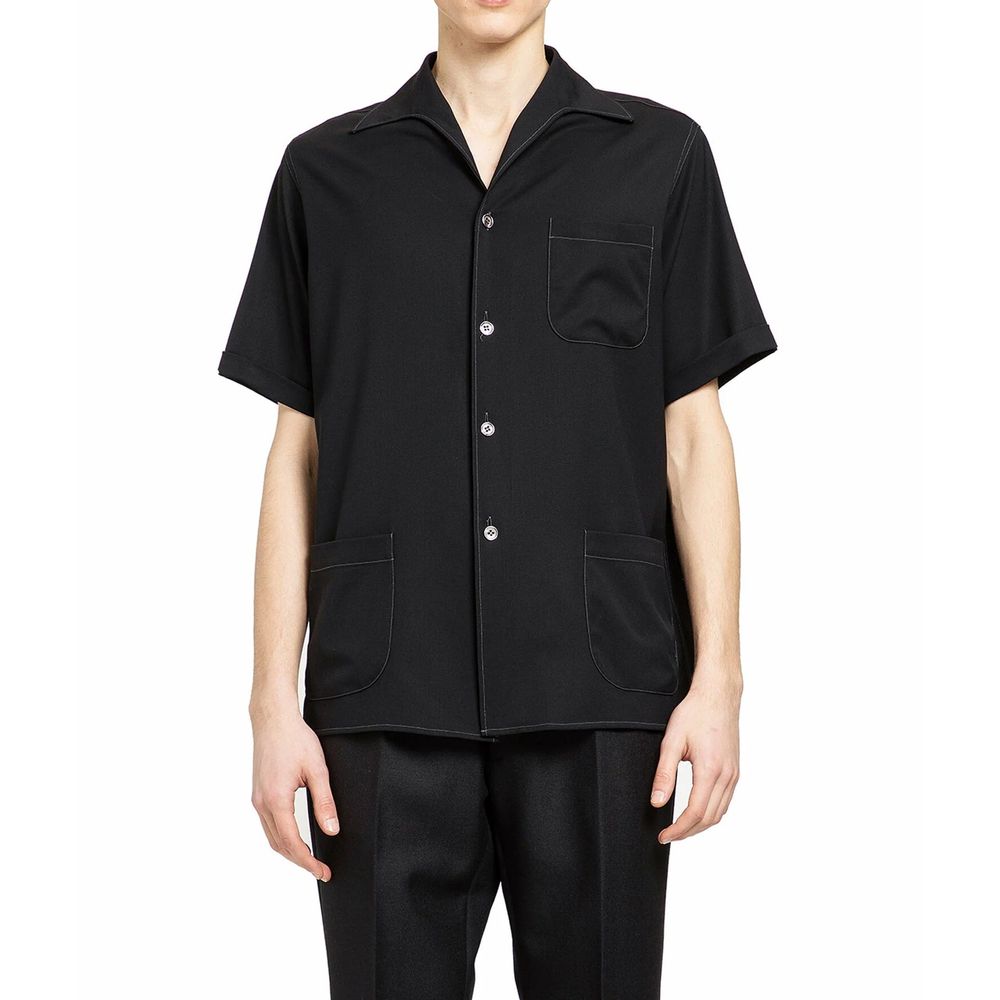 Maison Margiela Black Wool Shortsleeve Shirt