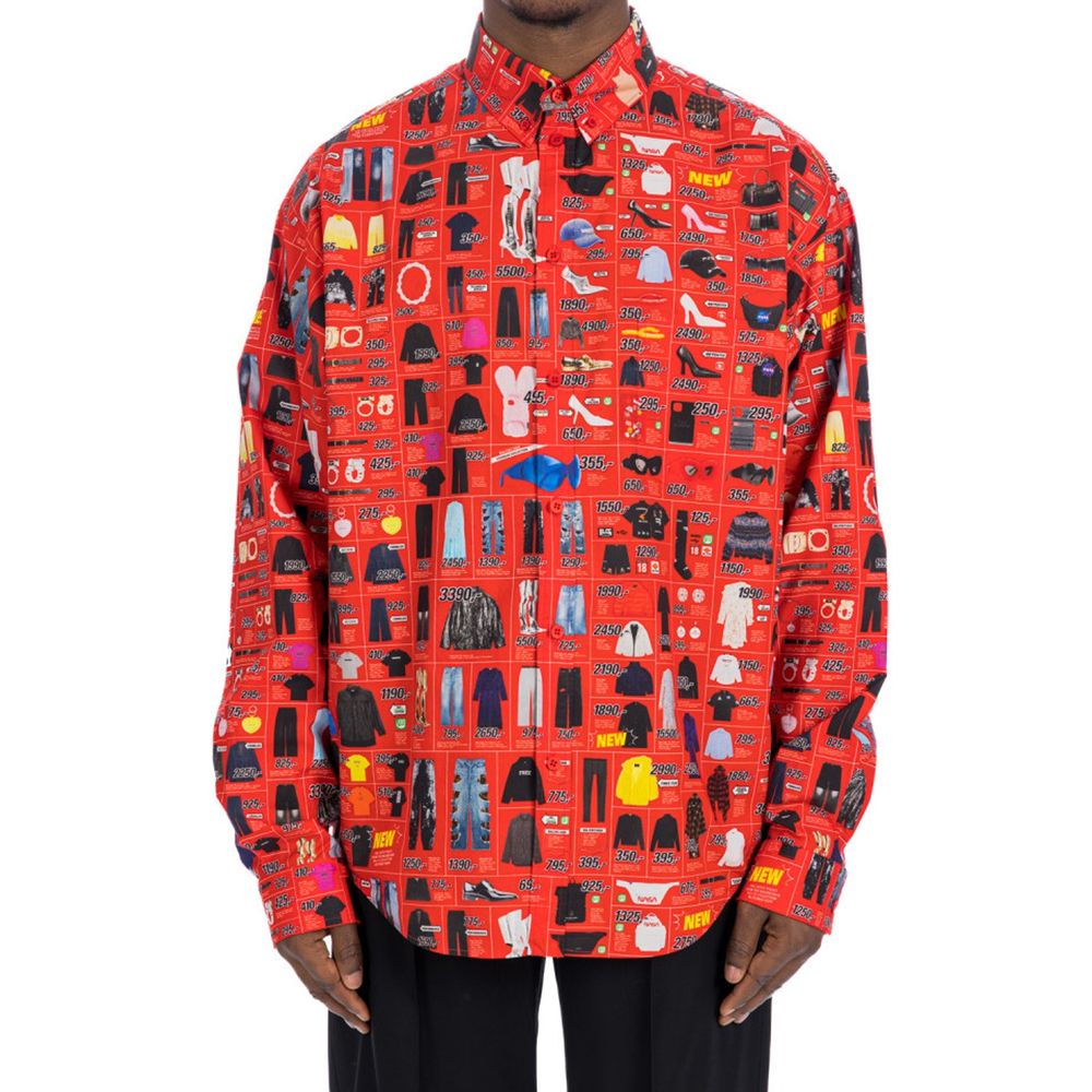 Balenciaga Red Cotton Dress Shirt
