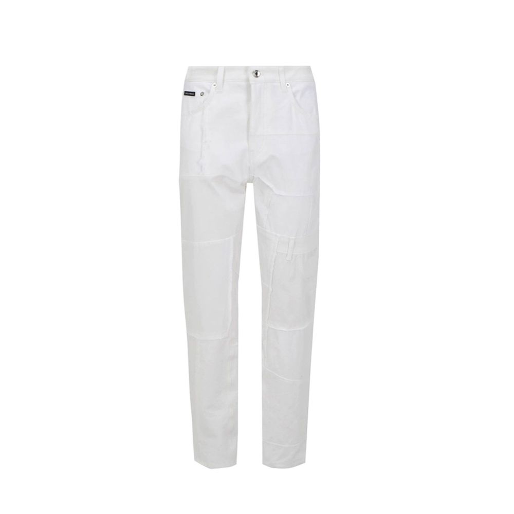 Dolce & Gabbana White Cotton Relaxed Fit Jeans