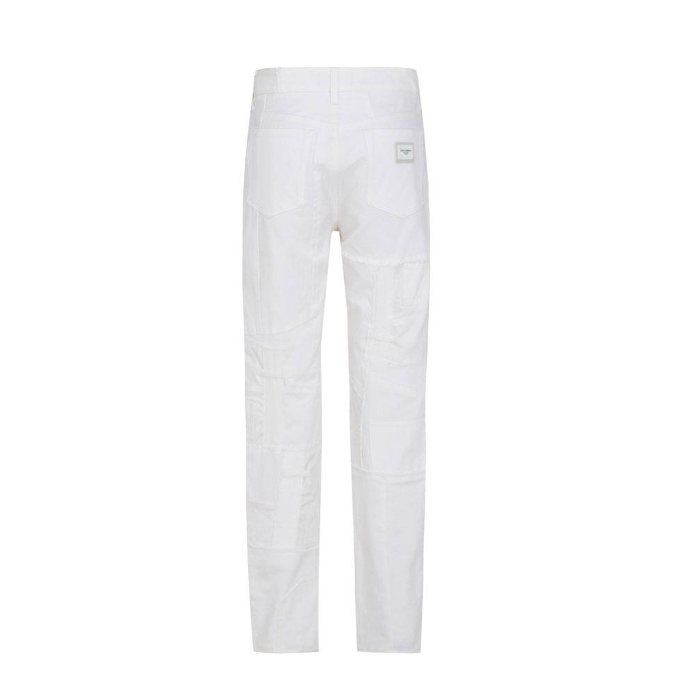 Dolce & Gabbana White Cotton Relaxed Fit Jeans