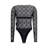 Marine Serre Black Polyamide Bodysuit