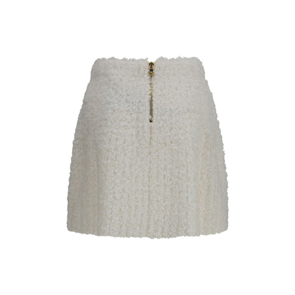 Balmain White Viscose Mini Skirt