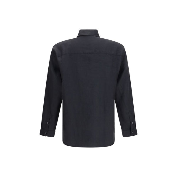 Deperlu Black Linen Dress Shirt