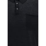 Aragona Cashmere Black Cotton Polo Shirt