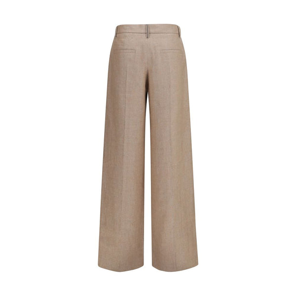Brunello Cucinelli Beige Linen Casual Pants
