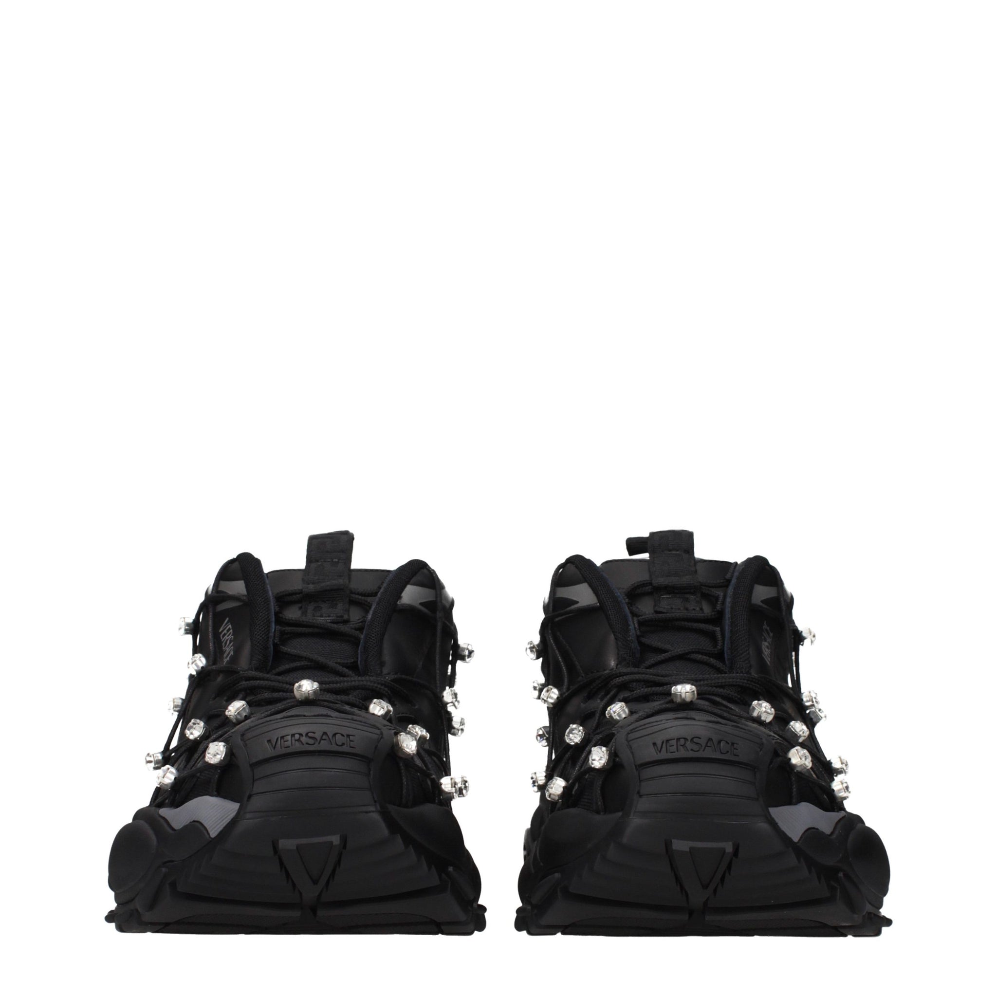 Versace Black Fabric Chunky Sneakers