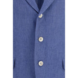 Brunello Cucinelli Blue Linen Full-Length Jacket