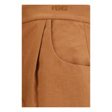 Fendi Brown Linen Casual Pants