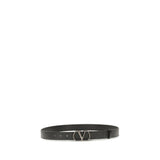 Valentino Garavani Black Calf Leather Bos Taurus Regular Belt