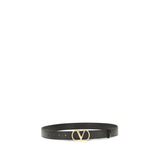 Valentino Garavani Black Calf Leather Bos Taurus Regular Belt