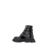 Alexander McQueen Black Calf Leather Bos Taurus Lace-Up Boots