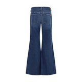 7FOR Blue Cotton Flared Jeans