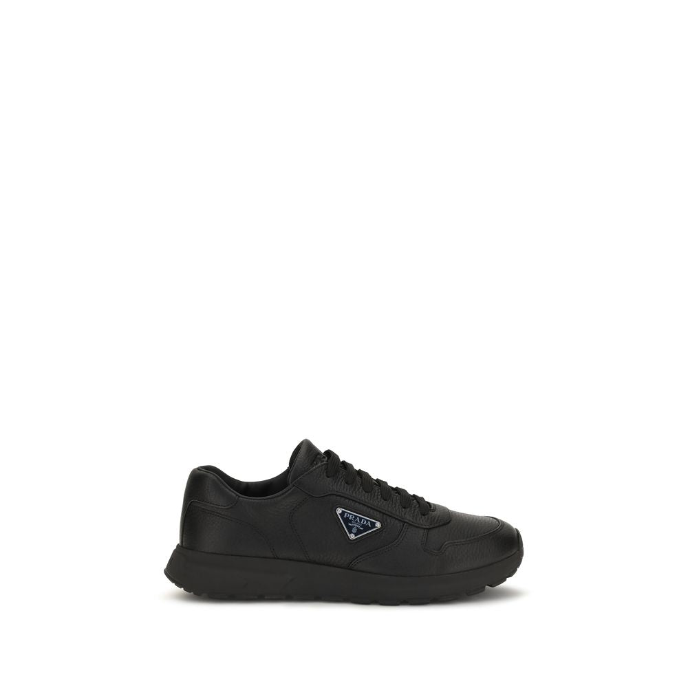 Prada Black Calf Leather Bos Taurus Athletic Sneakers