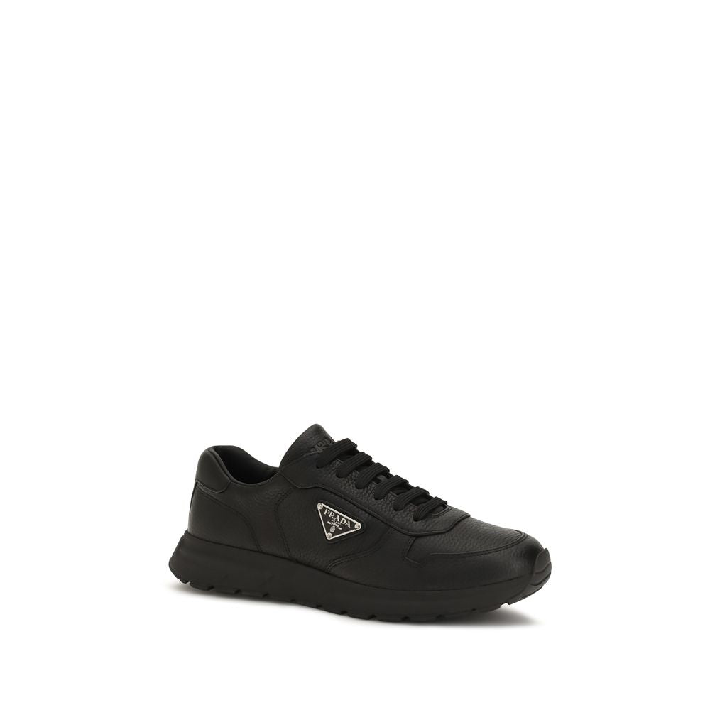 Prada Black Calf Leather Bos Taurus Athletic Sneakers