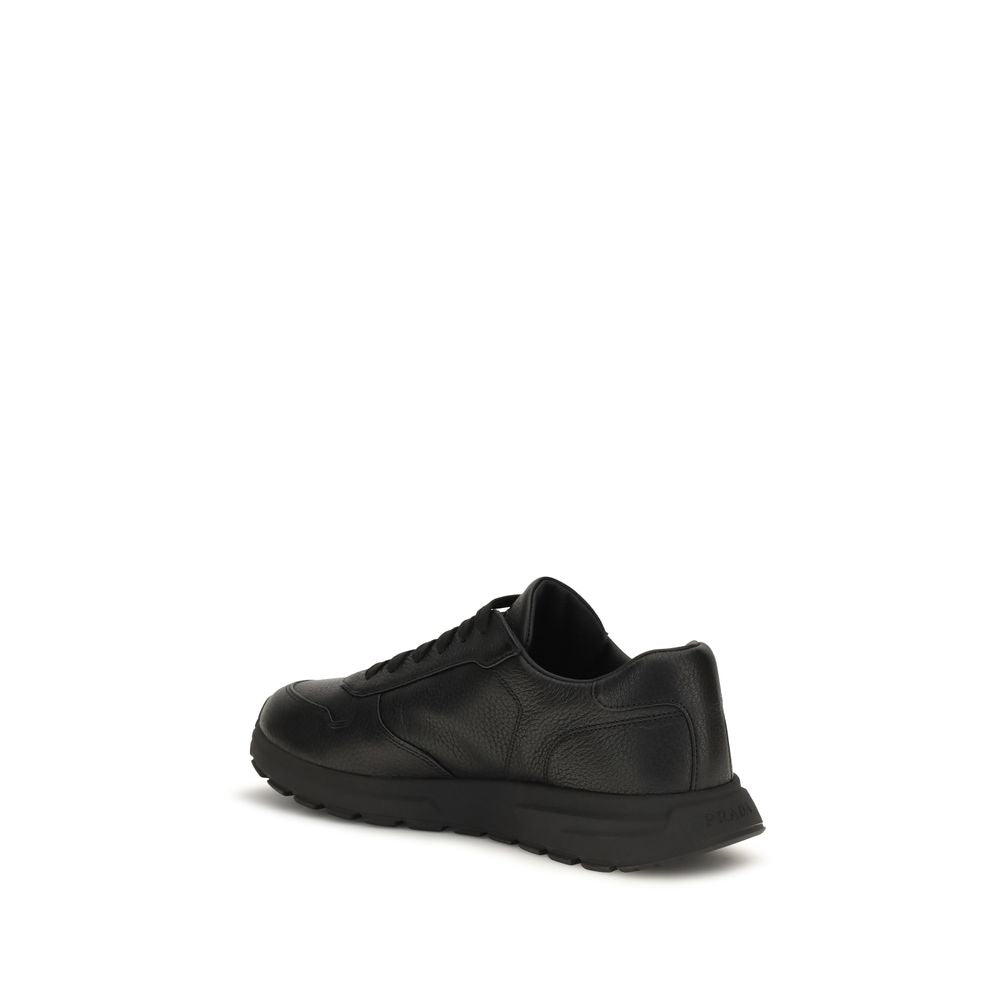 Prada Black Calf Leather Bos Taurus Athletic Sneakers