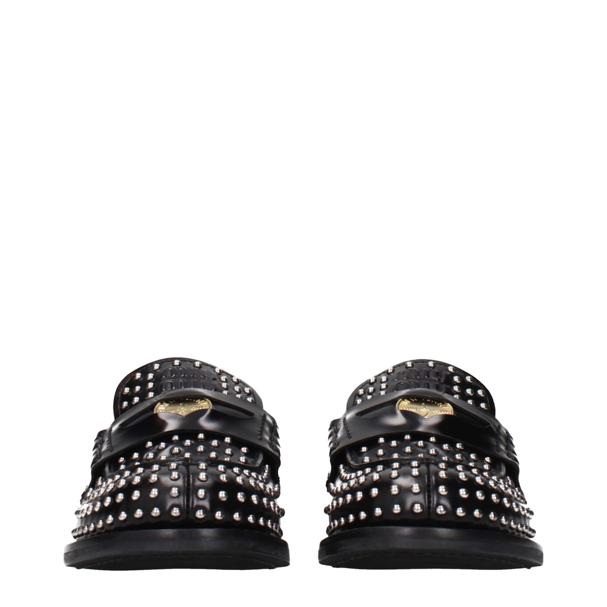 Miu Miu Black Leather Slip-On Loafers