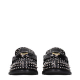 Miu Miu Black Leather Slip-On Loafers