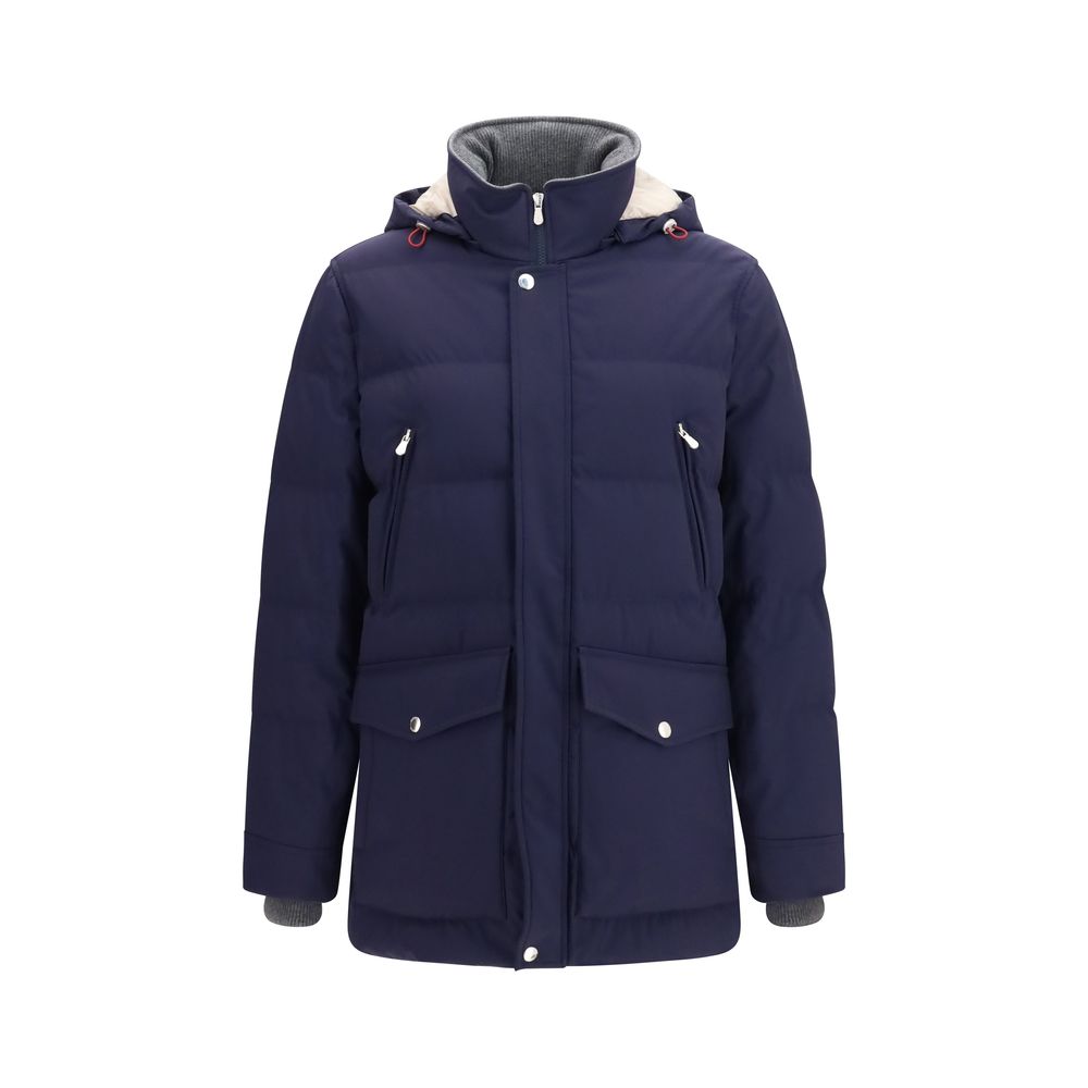 Brunello Cucinelli Blue Goose Down Shell Jacket