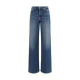 7FOR Blue Cotton Flared Jeans