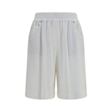 Brunello Cucinelli White Cotton Bermuda Shorts