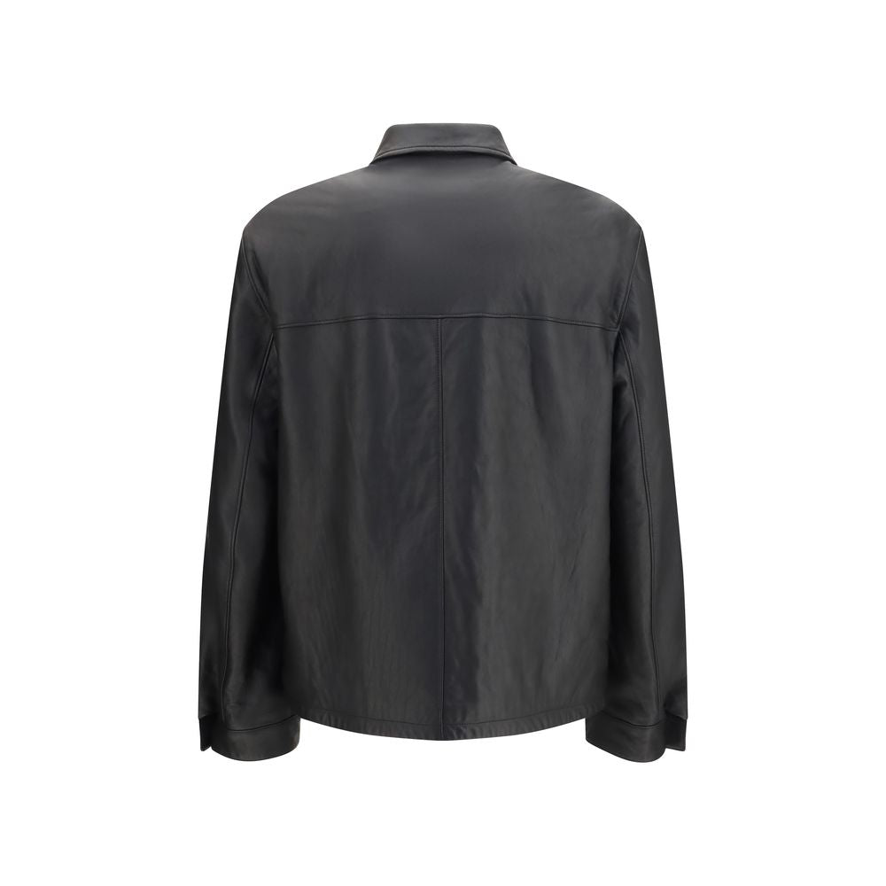 Prada Black Lamb Ovis Aries Leather Jacket