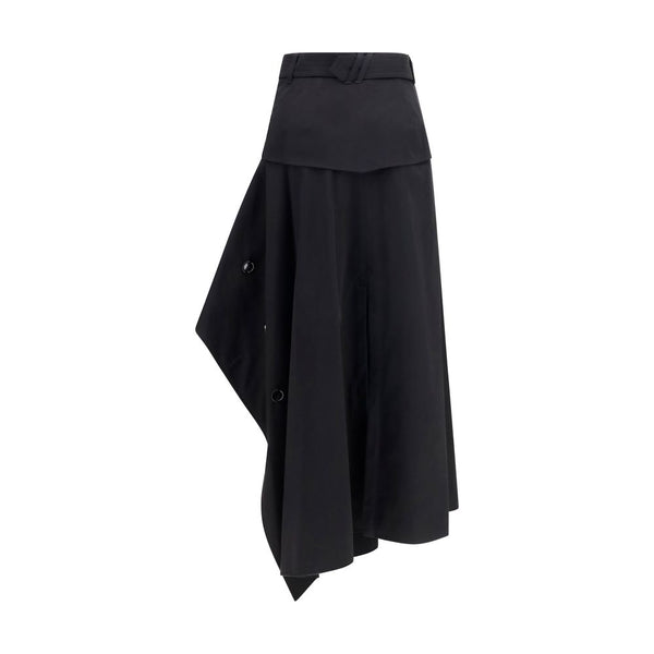 Burberry Black Cotton Long Skirt