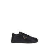 Prada Black Calf Leather Bos Taurus Low Top Sneakers