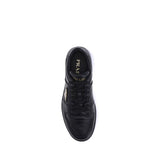 Prada Black Calf Leather Bos Taurus Low Top Sneakers