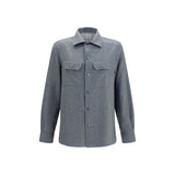 Brunello Cucinelli Gray Wool Oves Aries Dress Shirt