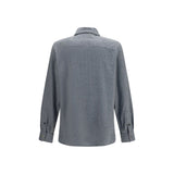 Brunello Cucinelli Gray Wool Oves Aries Dress Shirt