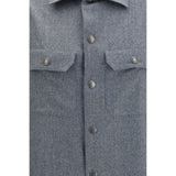 Brunello Cucinelli Gray Wool Oves Aries Dress Shirt